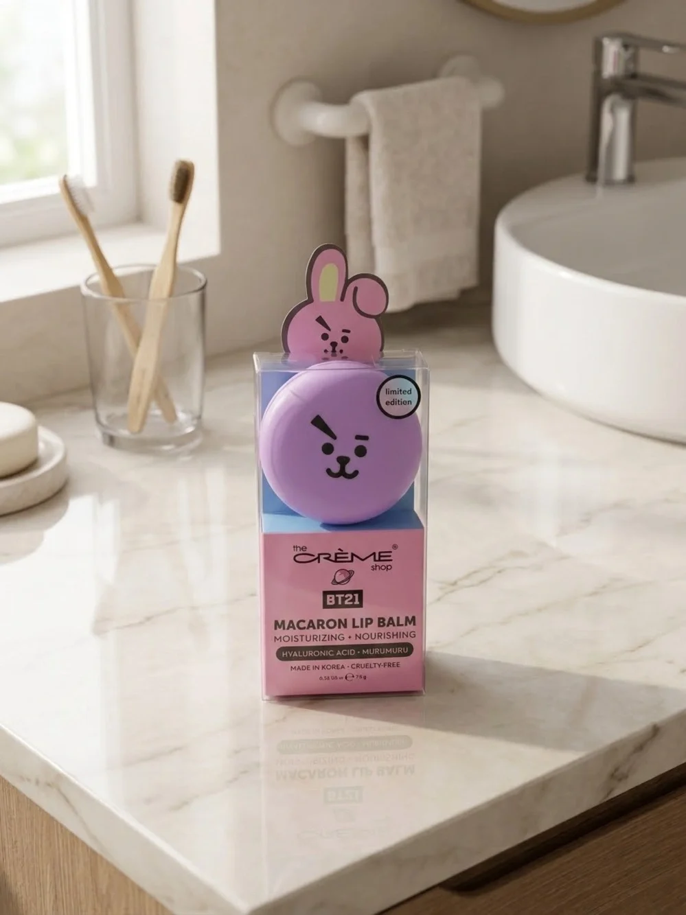 Jungkook BT21 Lip Balm Cooky BTS Pink Bunny Macaron Rose Limited Ed KPop